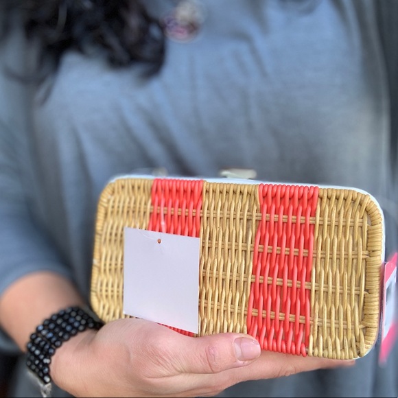 Authentic KATE SPADE Leather/Straw clutch/Crosby - Picture 13 of 16